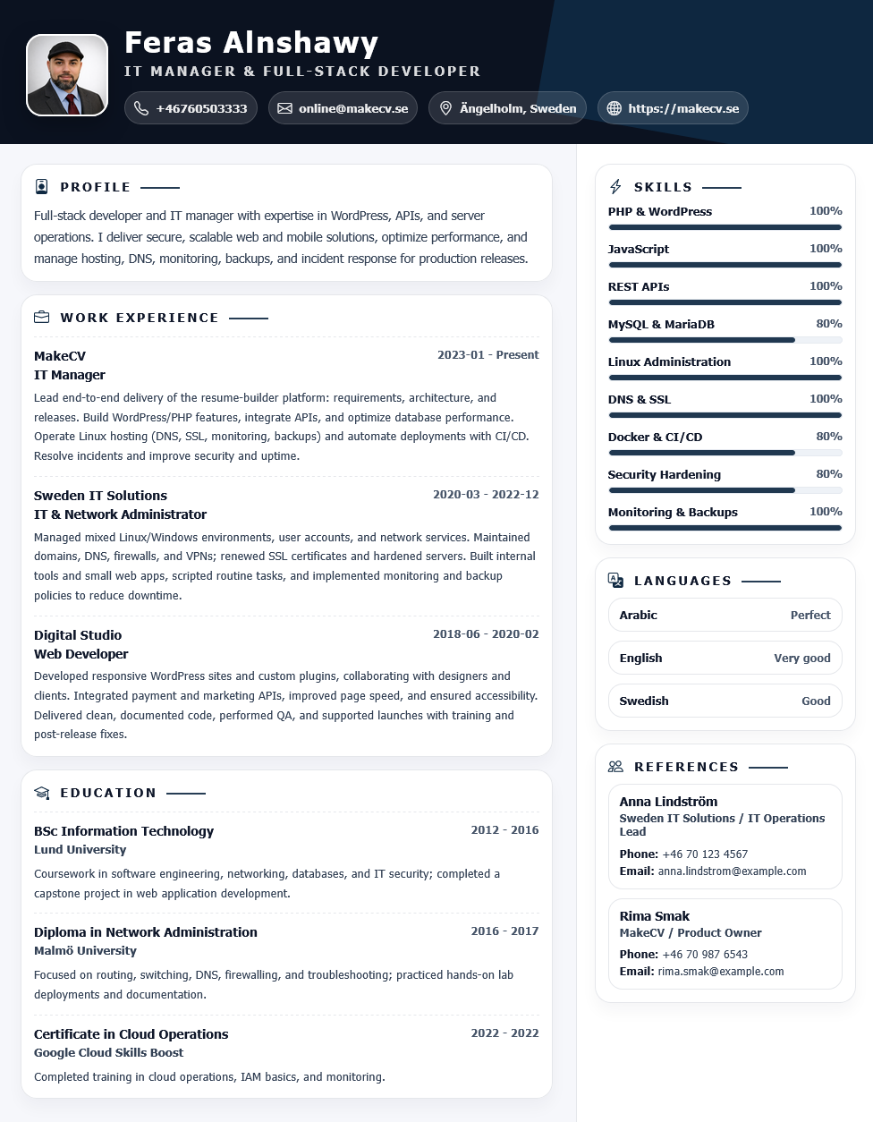 Wide Header Professional