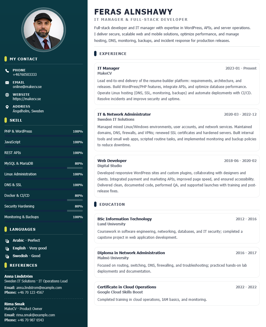 Teal Signature Sidebar