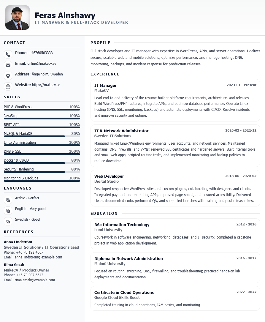 Clean Header Sidebar